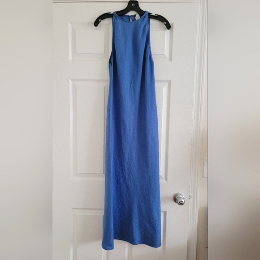 Massimo Dutti Linen Halter Dress in Indigo Blue, Size XS - Picture 3 of 15